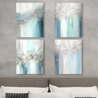  Elegant Blue and Silver Glitter Abstract Wall Art Acrylic Photo Tile