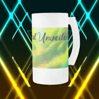 Boho Soul Unveiled Green and Yellow monogram | Frosted Glass Beer Mug