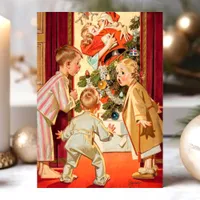 Mommy Kissing Santa Claus Vintage Christmas Scene Holiday Postcard