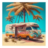 Retro RV and Palm Trees Acrylic Print