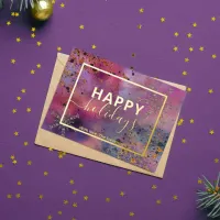 Elegant Modern Calligraphy Script Happy Holidays Foil Holiday Card