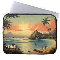 Vintage Hawaii Tropical Beach Theme Laptop Sleeve