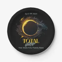 Total Solar Eclipse 2024 Your City State Cosmic Paper Plates