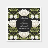 Elegant Black & White Floral Wedding: Calligraphy  Napkins