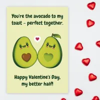 Cute Love Avocado Happy Funny Valentines Day Holiday Card