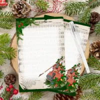 Vintage Christmas Sheet Music with Festive Violin Stationery