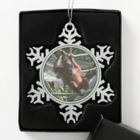 Baby Orangutan - Hang in there Snowflake Pewter Christmas Ornament