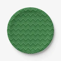 Dark Green Zig Zags Paper Plates