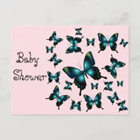 Baby Shower Aqua Butterflies Invitation Postcard