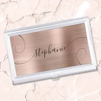 Rose Gold Foil Elegant Script Curly Name Business Card Case