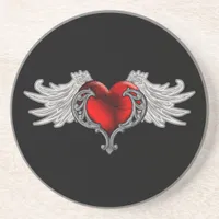 Goth Heart with Angel Wings Coaster