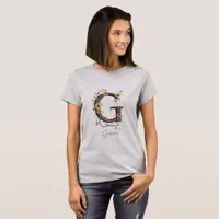 Elegant Sunflowers Monogram G: Vines & Soft Pastel T-Shirt