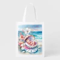 Coastal Girl's Baby Shower Personalized Grocery Bag