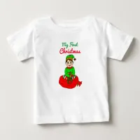 My First Christmas Cute Cartoon Elf Baby  Baby T-Shirt