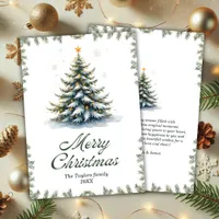 Elegant Watercolor Christmas Tree Holiday Card