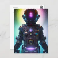 Colorful Atompunk Astronaut digital AI Art Postcard