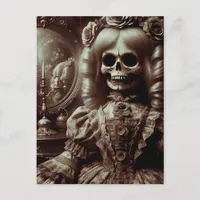 Sepia Doll Skeleton Horror Postcard