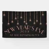 Elegant Rose Gold Sparkle New Years Eve Party Banner