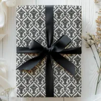 Black and White Vintage Damask Pattern Wrapping Paper