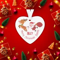 Monogrammed Merry Christmas Daddy | Heart Ornament