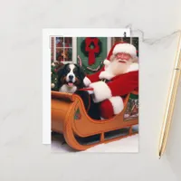 Festive Santa Delivers a Bernese Mountain Dog Postcard