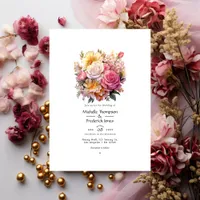 Pink and Gold Floral Wedding Invitation