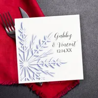 Blue Snowflakes on White Winter Wedding Napkins