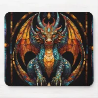 Cute Dragon Stained Glass Mosaic Design Mouse Pad