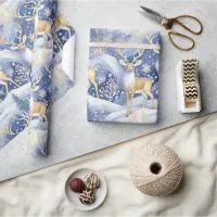 Blue Gold Christmas Pattern#14 ID1009 Wrapping Paper