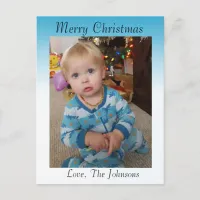 Add a Photo to this Blue Christmas Card