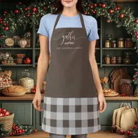 Thanksgiving Gather Fall Brown & White Plaid Apron