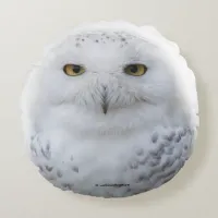 Beautiful, Dreamy and Serene Snowy Owl Round Pillow