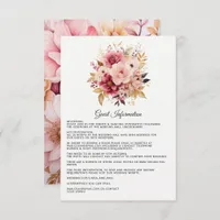 Pink and Gold Floral Wedding Guest Details Enclosure Card