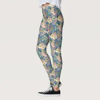 Pretty Watercolor Flowers Doodle Leggings