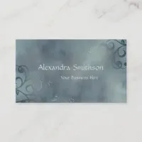 Elegant Blue Flower Swirl Business Card