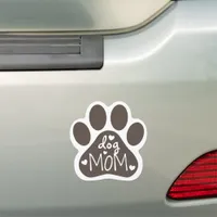 Dog Mom Paw Print Cute Black And White Car Magnet