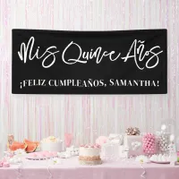 Black and White Brush Script Mis Quince A&#241;os Banner