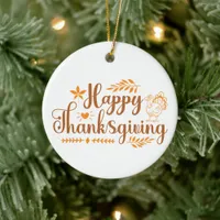 Happy Thanksgiving Ceramic Ornament