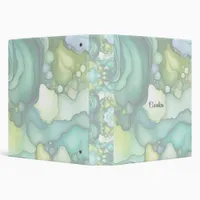 Serenity in Green Abstract Flowing Forms 3 Ring Binder