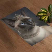 Siamese Cat With A Crown and Necklace Poster