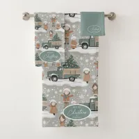 Earth Tones Christmas Pattern#2 ID1009 Bath Towel Set