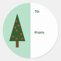 Simple Shapes Christmas Tree Round Gift Label