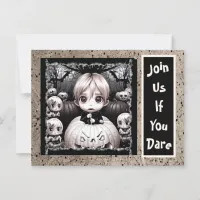 Creepy Little Child Pumpkin Patch Halloween   Postcard