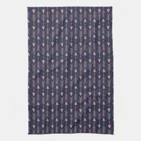 Chic Navy Blue and Rose Gold Foil Tribal Arrows Kitchen Towel