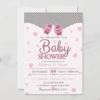 Baby Booties Pink Girls baby shower invite