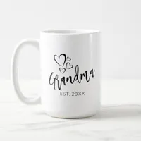 Hand Sketched Script Grandma Year Established  Coffee Mug