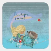 Blue Forest Thank you Square Sticker