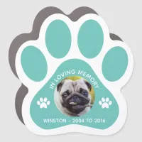 In Loving Memory Pet Paw Print Photo Teal Car Magnet