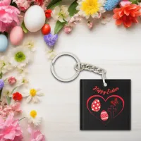 Simple Red Typography Happy Easter | Keychain