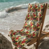 Vintage Flowers & Butterflies Pattern Beach Towel